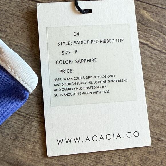 Acacia Free People Sadie Piped Ribbed Bikini Top Sapphire‎ Blue Size Petite NEW - Picture 10 of 11